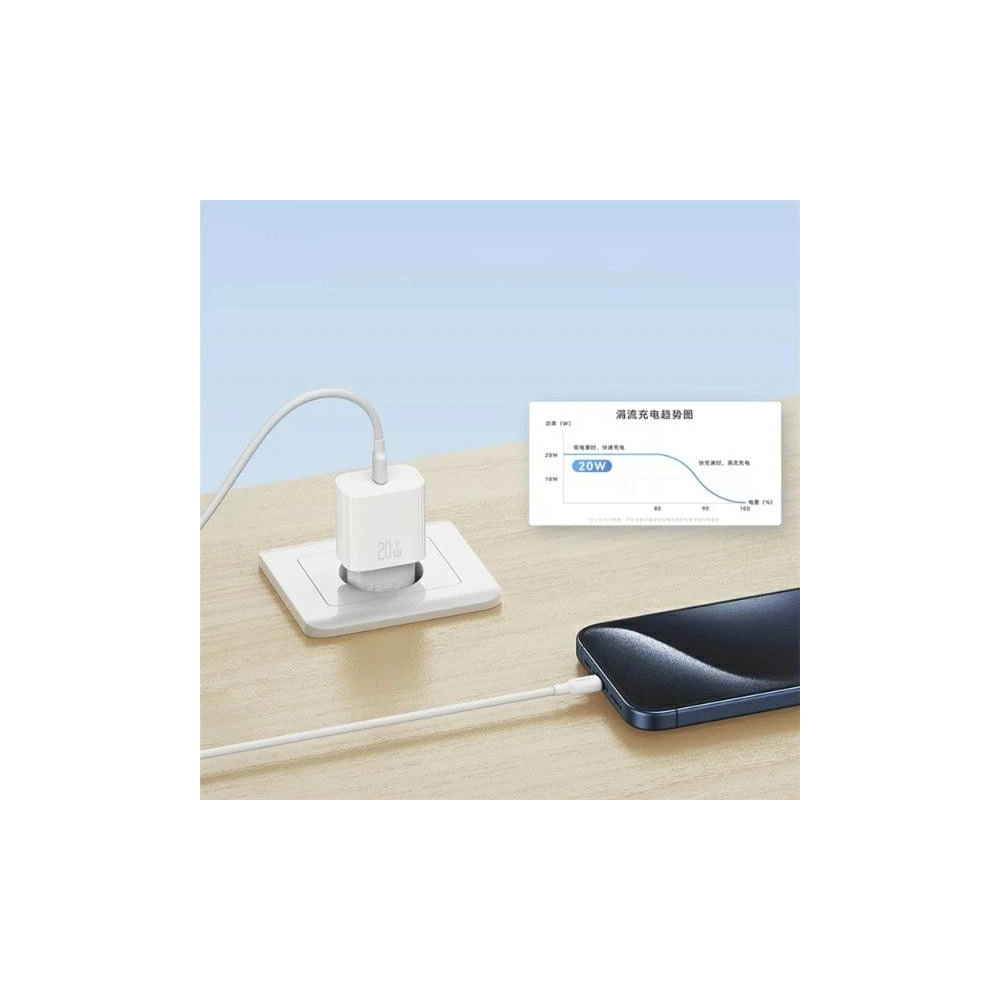 Ładowarka sieciowa USAMS CC226 T65 PD 20W Fast Charging + kabel USB-C / USB-C 60W biały/white