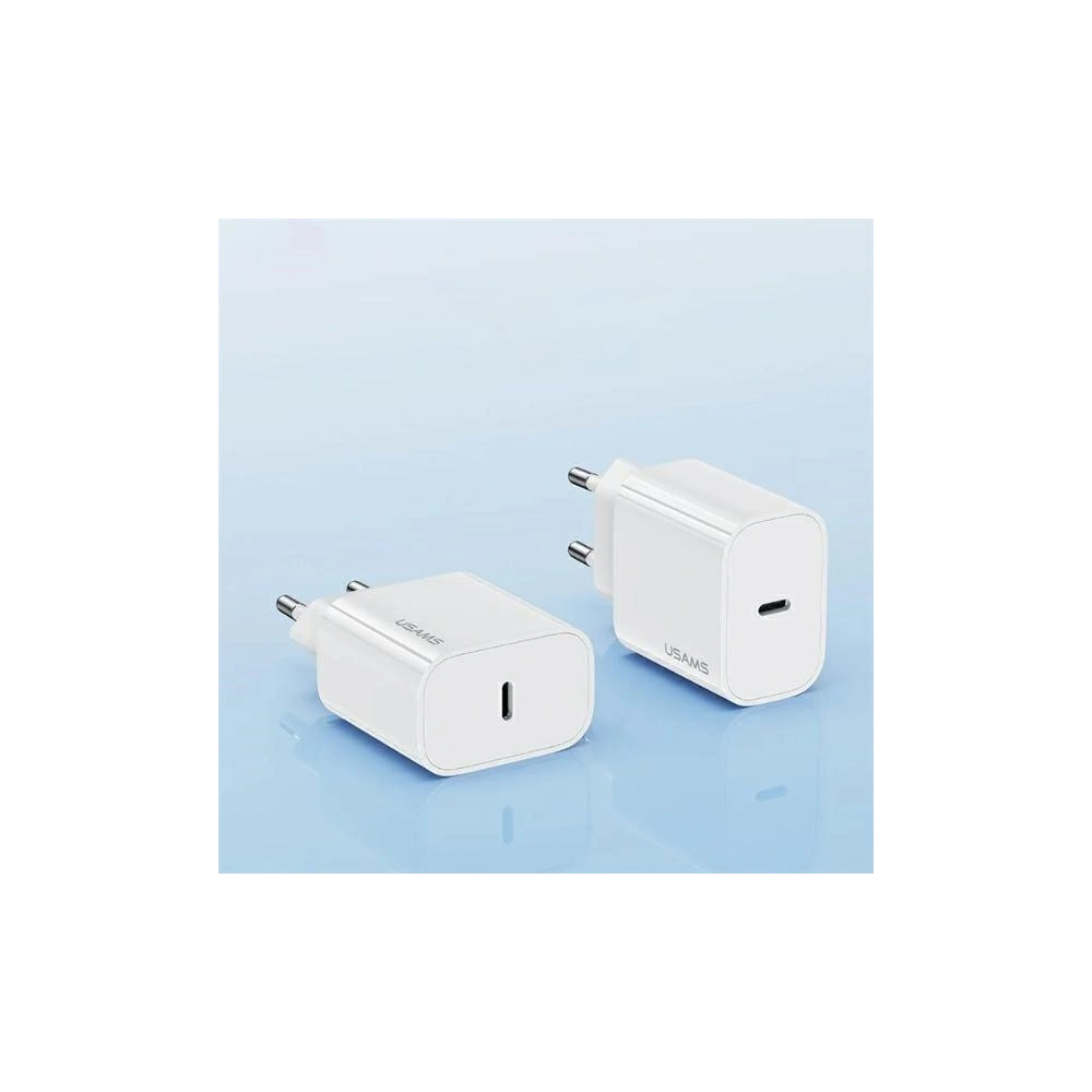 Ładowarka sieciowa USAMS CC226 T65 PD 20W Fast Charging + kabel USB-C / USB-C 60W biały/white