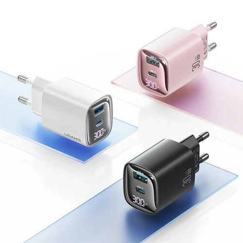 Kup USAMS CC229 Netzladegerät USB-A, USB-C 30W GaN Schnellladung XC-Serie weiß - USA1145 - {ean13} - Sklep Home Screen