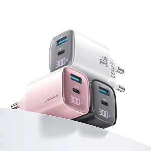 Kup USAMS CC229 Netzladegerät USB-A, USB-C 30W GaN Schnellladung XC-Serie schwarz - USA1146 - {ean13} - Sklep Home Screen