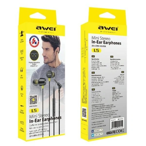 Kup Căști in-ear AWEI L5 jack de 3,5mm negru. - AWEI211 - {ean13} - Sklep Home Screen