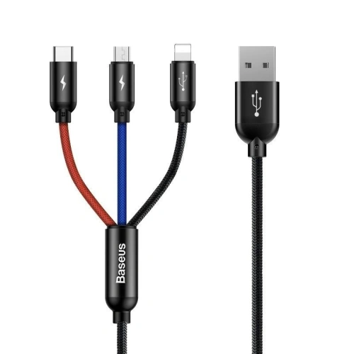 Kup Kabel USB Baseus 3w1 USB-C / Lightning / Micro 3,5A 0,3m (černý) - BSU774BLK - {ean13} - Sklep Home Screen