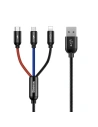 Kabel USB Baseus 3w1 USB-C / Lightning / Micro 3,5A 0,3m (černý)