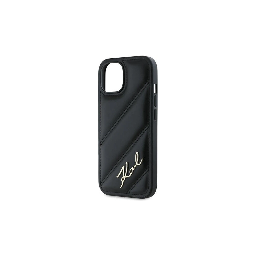 Etui Karl Lagerfeld KLHCP14SPQDSMGK Apple iPhone 14 / 15 / 13 hardcase Diagonal Quilted Script czarny/black