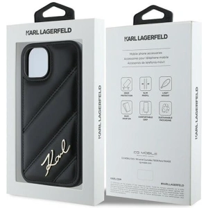 Kup Etui Karl Lagerfeld KLHCP14SPQDSMGK Apple iPhone 14 / 15 / 13 hardcase Diagonal Quilted Script czarny/black - KLD2120 - {ean13} - Sklep Home Screen