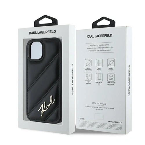 Kup Etui Karl Lagerfeld KLHCP14SPQDSMGK Apple iPhone 14 / 15 / 13 hardcase Diagonal Quilted Script černý/black - KLD2120 - {ean13} - Sklep Home Screen