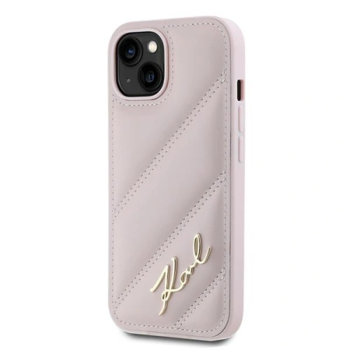 Kup Etui Karl Lagerfeld KLHCP14SPQDSMGP Apple iPhone 14 / 15 / 13 hardcase Diagonal Quilted Script růžový/pink - KLD2121 - {ean13} - Sklep Home Screen