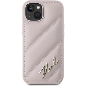 Kup Etui Karl Lagerfeld KLHCP14SPQDSMGP Apple iPhone 14 / 15 / 13 hardcase Diagonal Quilted Script różowy/pink - KLD2121 - {ean13} - Sklep Home Screen