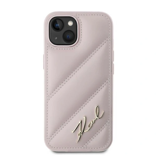Kup Etui Karl Lagerfeld KLHCP14SPQDSMGP Apple iPhone 14 / 15 / 13 hardcase Diagonal Quilted Script růžový/pink - KLD2121 - {ean13} - Sklep Home Screen
