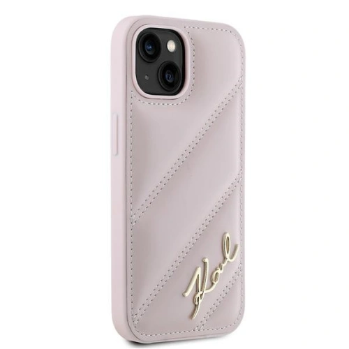 Kup Etui Karl Lagerfeld KLHCP14SPQDSMGP Apple iPhone 14 / 15 / 13 hardcase Diagonal Quilted Script różowy/pink - KLD2121 - {ean13} - Sklep Home Screen