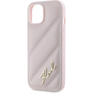 Kup Etui Karl Lagerfeld KLHCP14SPQDSMGP Apple iPhone 14 / 15 / 13 hardcase Diagonal Quilted Script różowy/pink - KLD2121 - {ean13} - Sklep Home Screen