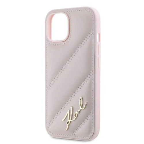 Kup Etui Karl Lagerfeld KLHCP14SPQDSMGP Apple iPhone 14 / 15 / 13 hardcase Diagonal Quilted Script růžový/pink - KLD2121 - {ean13} - Sklep Home Screen
