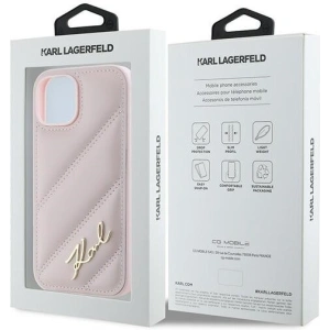 Kup Etui Karl Lagerfeld KLHCP14SPQDSMGP Apple iPhone 14 / 15 / 13 hardcase Diagonal Quilted Script różowy/pink - KLD2121 - {ean13} - Sklep Home Screen