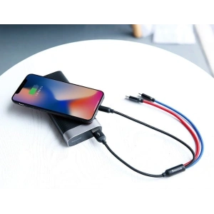 Kabel USB Baseus 3w1 USB-C / Lightning / Micro 3,5A 0,3m (czarny)