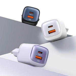 Kup USAMS CC254 USB-A, USB-C 30W GaN Fast Charging Netzteil HC Series weiß/white - USA1154 - {ean13} - Sklep Home Screen