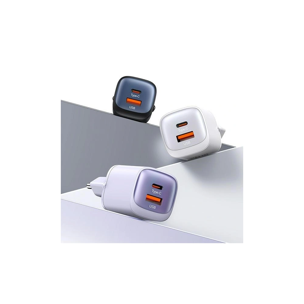 Ładowarka sieciowa USAMS CC254 USB-A, USB-C 30W GaN Fast Charging HC Series czarny/black