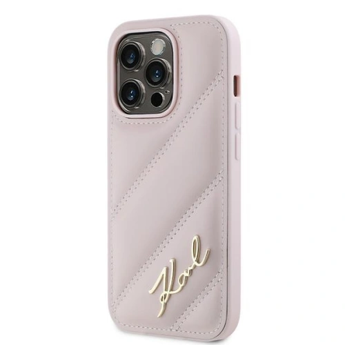 Kup Etui Karl Lagerfeld KLHCP14XPQDSMGP Apple iPhone 14 Pro Max hardcase Diagonal Quilted Script różowy/pink - KLD2123 - {ean13} - Sklep Home Screen