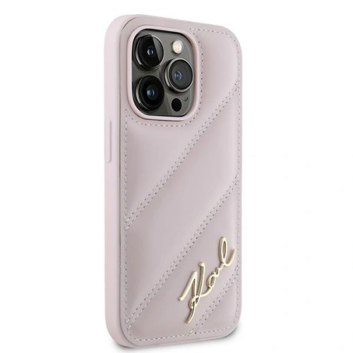 Kup Etui Karl Lagerfeld KLHCP14XPQDSMGP Apple iPhone 14 Pro Max hardcase Diagonal Quilted Script różowy/pink - KLD2123 - {ean13} - Sklep Home Screen