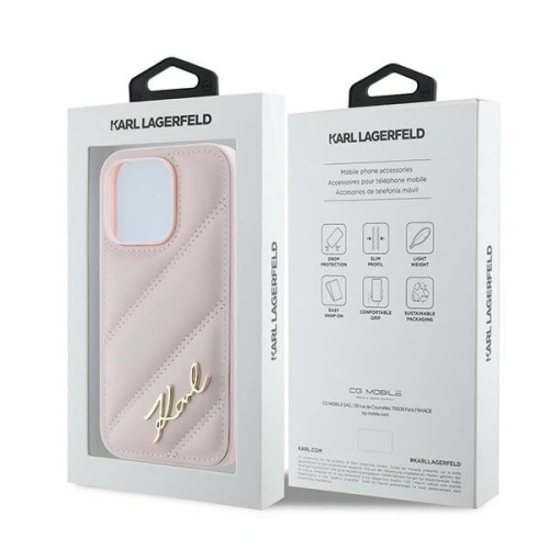 Kup Etui Karl Lagerfeld KLHCP14XPQDSMGP Apple iPhone 14 Pro Max hardcase Diagonal Quilted Script różowy/pink - KLD2123 - {ean13} - Sklep Home Screen