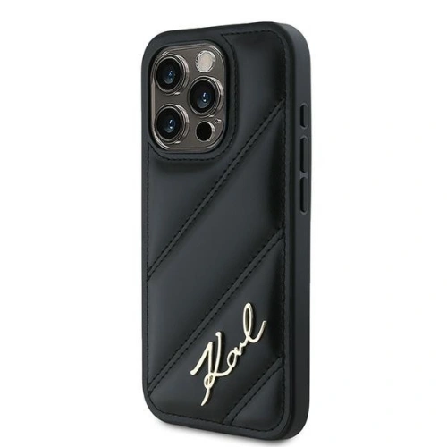 Kup Etui Karl Lagerfeld KLHCP15LPQDSMGK Apple iPhone 15 Pro hardcase Diagonal Quilted Script czarny/black - KLD2124 - {ean13} - Sklep Home Screen