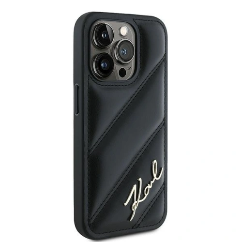 Kup Etui Karl Lagerfeld KLHCP15LPQDSMGK Apple iPhone 15 Pro hardcase Diagonal Quilted Script czarny/black - KLD2124 - {ean13} - Sklep Home Screen