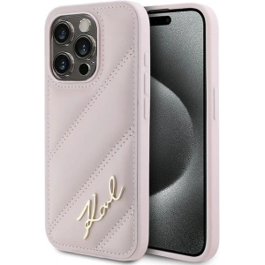 Kup Etui Karl Lagerfeld KLHCP15LPQDSMGP Apple iPhone 15 Pro hardcase Diagonal Quilted Script różowy/pink - KLD2125 - {ean13} - Sklep Home Screen