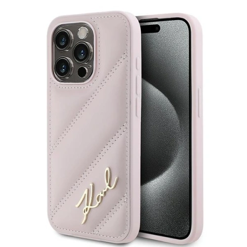 Kup Etui Karl Lagerfeld KLHCP15LPQDSMGP Apple iPhone 15 Pro hardcase Diagonal Quilted Script różowy/pink - KLD2125 - {ean13} - Sklep Home Screen