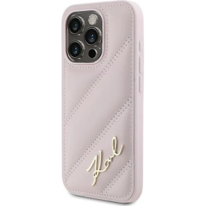 Kup Etui Karl Lagerfeld KLHCP15LPQDSMGP Apple iPhone 15 Pro hardcase Diagonal Quilted Script różowy/pink - KLD2125 - {ean13} - Sklep Home Screen