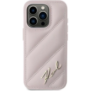 Kup Etui Karl Lagerfeld KLHCP15LPQDSMGP Apple iPhone 15 Pro hardcase Diagonal Quilted Script różowy/pink - KLD2125 - {ean13} - Sklep Home Screen