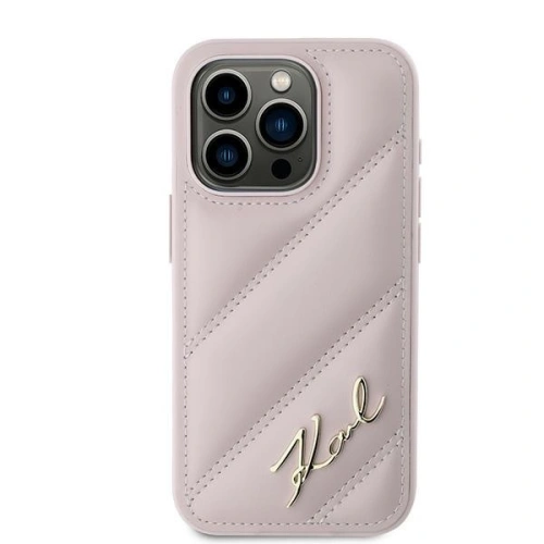 Kup Etui Karl Lagerfeld KLHCP15LPQDSMGP Apple iPhone 15 Pro hardcase Diagonal Quilted Script różowy/pink - KLD2125 - {ean13} - Sklep Home Screen