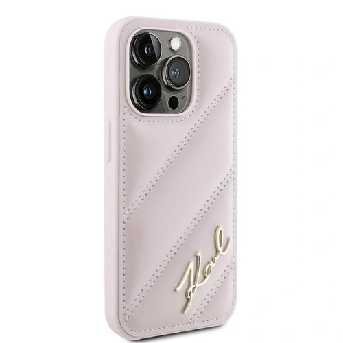 Kup Etui Karl Lagerfeld KLHCP15LPQDSMGP Apple iPhone 15 Pro hardcase Diagonal Quilted Script różowy/pink - KLD2125 - {ean13} - Sklep Home Screen