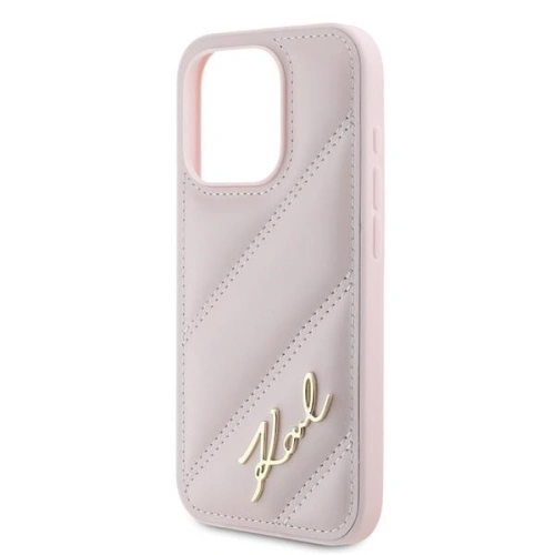Kup Etui Karl Lagerfeld KLHCP15LPQDSMGP Apple iPhone 15 Pro hardcase Diagonal Quilted Script różowy/pink - KLD2125 - {ean13} - Sklep Home Screen
