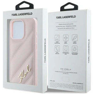 Kup Etui Karl Lagerfeld KLHCP15LPQDSMGP Apple iPhone 15 Pro hardcase Diagonal Quilted Script różowy/pink - KLD2125 - {ean13} - Sklep Home Screen