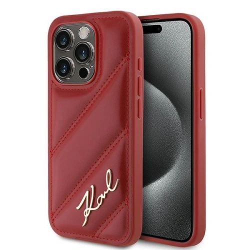Kup Etui Karl Lagerfeld KLHCP15LPQDSMGR Apple iPhone 15 Pro hardcase Diagonal Quilted Script czerwony/red - KLD2126 - {ean13} - Sklep Home Screen