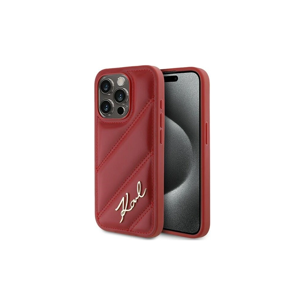 Etui Karl Lagerfeld KLHCP15LPQDSMGR Apple iPhone 15 Pro hardcase Diagonal Quilted Script czerwony/red