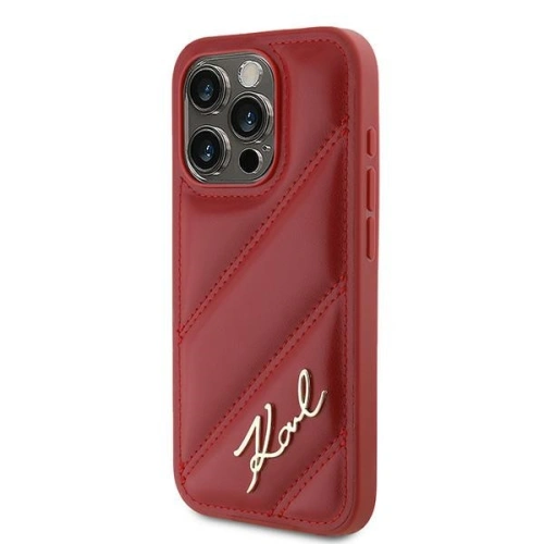 Kup Etui Karl Lagerfeld KLHCP15LPQDSMGR Apple iPhone 15 Pro hardcase Diagonal Quilted Script czerwony/red - KLD2126 - {ean13} - Sklep Home Screen