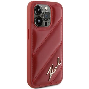 Kup Case Karl Lagerfeld KLHCP15LPQDSMGR Apple iPhone 15 Pro Hardcase Diagonal Quilted Script rot/red - KLD2126 - {ean13} - Sklep Home Screen