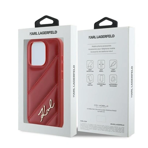 Kup Etui Karl Lagerfeld KLHCP15LPQDSMGR Apple iPhone 15 Pro hardcase Diagonal Quilted Script czerwony/red - KLD2126 - {ean13} - Sklep Home Screen