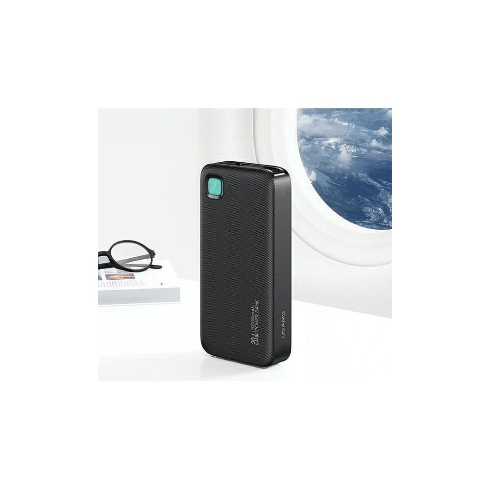 Powerbank USAMS 10000 mAh PD 20W Fast Charge XY Series  + kabel USB-C czarny/black