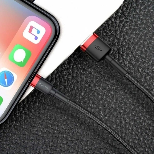 Kup Kabel Lightning USB Baseus Cafule 2,4A 1m (czarno-czerwony) - BSU776BLKRED - {ean13} - Sklep Home Screen