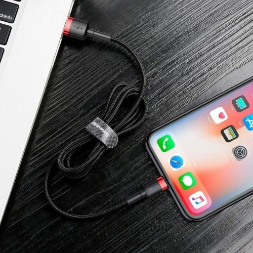Kup Kabel Lightning USB Baseus Cafule 2,4A 1m (czarno-czerwony) - BSU776BLKRED - {ean13} - Sklep Home Screen