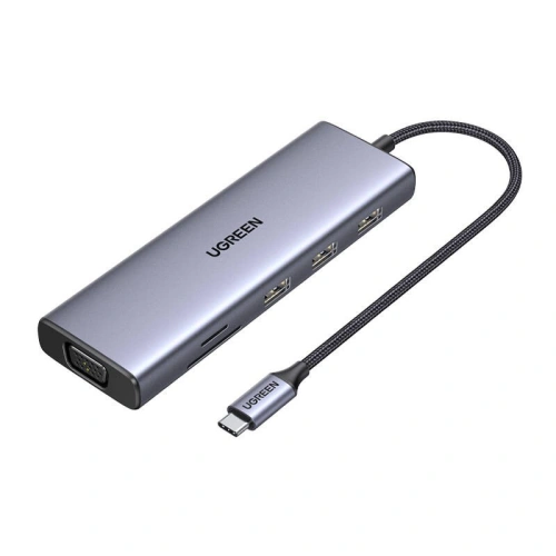 Kup UGREEN USB-C Adapter / CM498 3xUSB-A 3.0, USB-C PD 100W, HDMI 4K30Hz, VGA, RJ45, SD/TF grau - UGR1864 - {ean13} - Sklep Home Screen