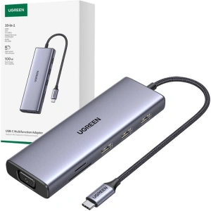 Kup UGREEN USB-C Adapter / CM498 3xUSB-A 3.0, USB-C PD 100W, HDMI 4K30Hz, VGA, RJ45, SD/TF grau - UGR1864 - {ean13} - Sklep Home Screen