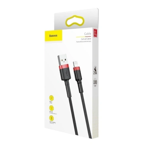 Kup Kabel Lightning USB Baseus Cafule 2,4A 1m (czarno-czerwony) - BSU776BLKRED - {ean13} - Sklep Home Screen