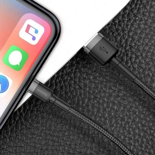 Kup Lightning USB kábel Baseus Cafule 2,4A 0,5m (szürke-fekete) - BSU777GRYBLK - {ean13} - Sklep Home Screen