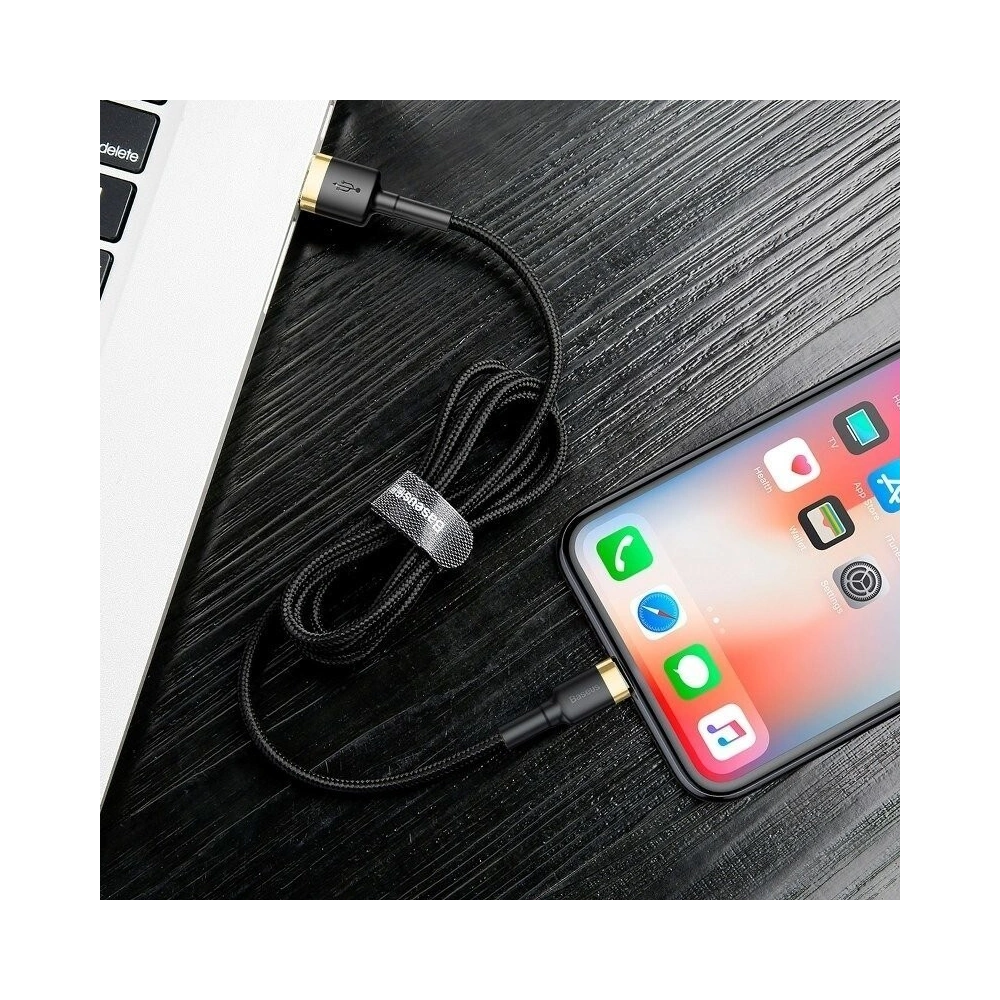 Kabel USB Lightning  Baseus Cafule 2.4A 0,5m (złoto-czarny)