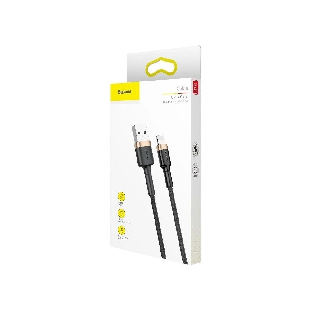 Kabel USB Lightning  Baseus Cafule 2.4A 0,5m (złoto-czarny)