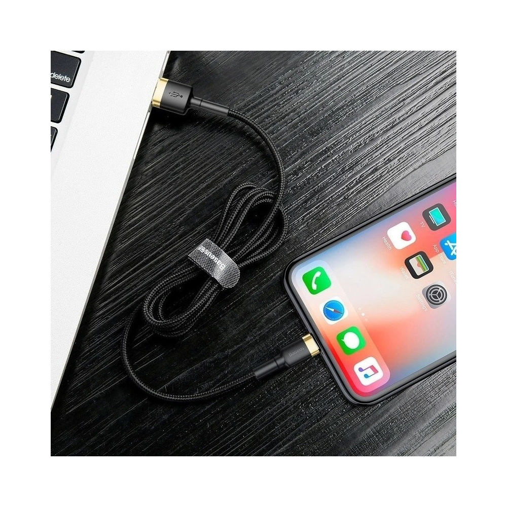 Kabel USB Lightning  Baseus Cafule 2.4A 1m (złoto-czarny)