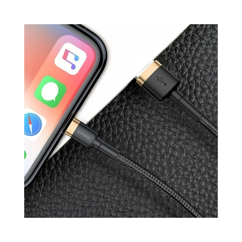 Kabel USB Lightning  Baseus Cafule 2.4A 1m (złoto-czarny)