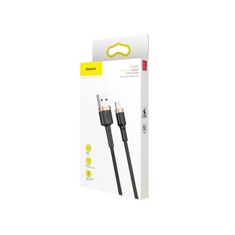 Kabel USB Lightning  Baseus Cafule 2.4A 1m (złoto-czarny)